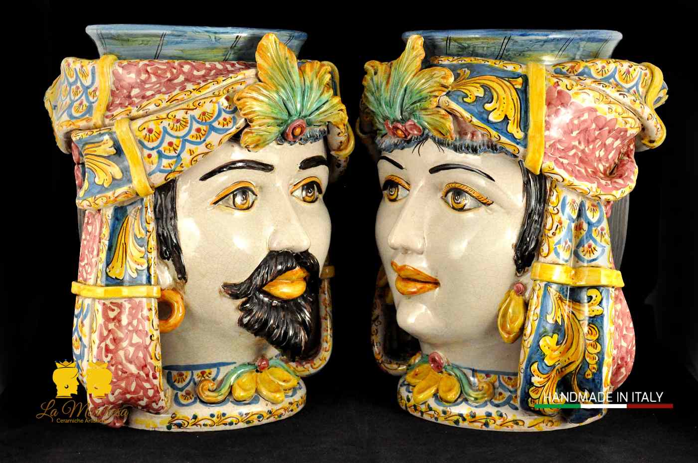 Teste di Moro in Ceramica di Caltagirone Turbante H40
