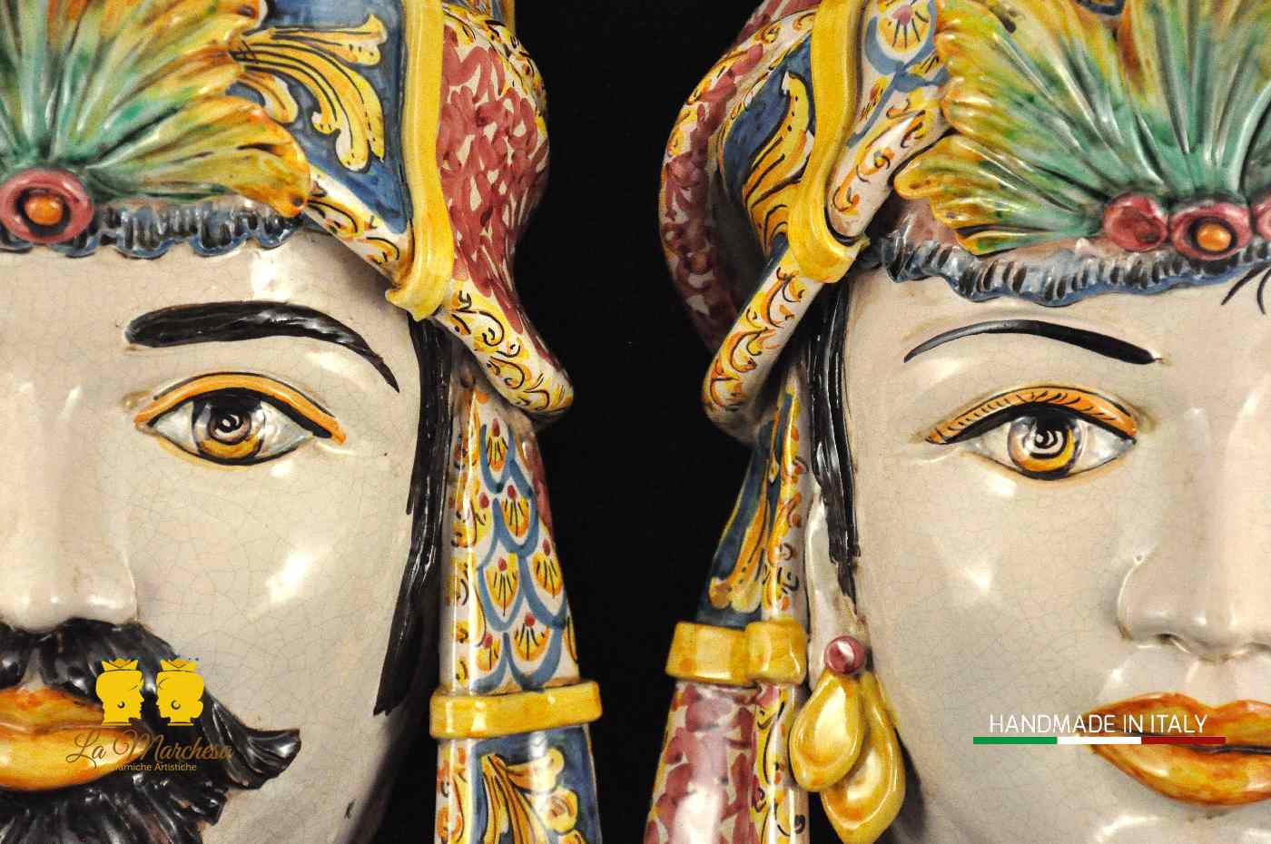 Teste di Moro in Ceramica di Caltagirone Turbante H40