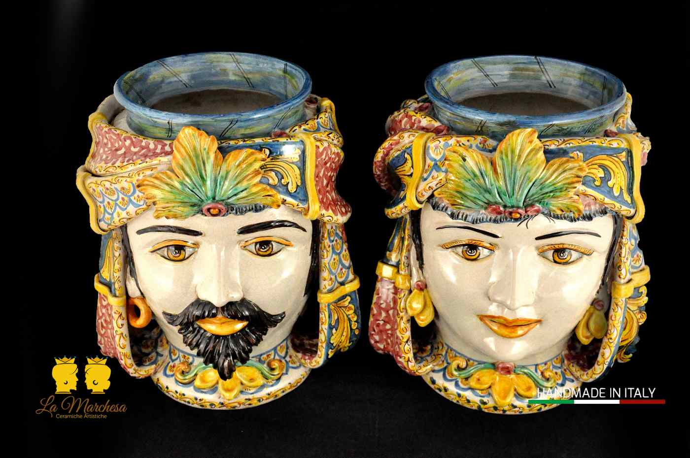 Teste di Moro in Ceramica di Caltagirone Turbante H40