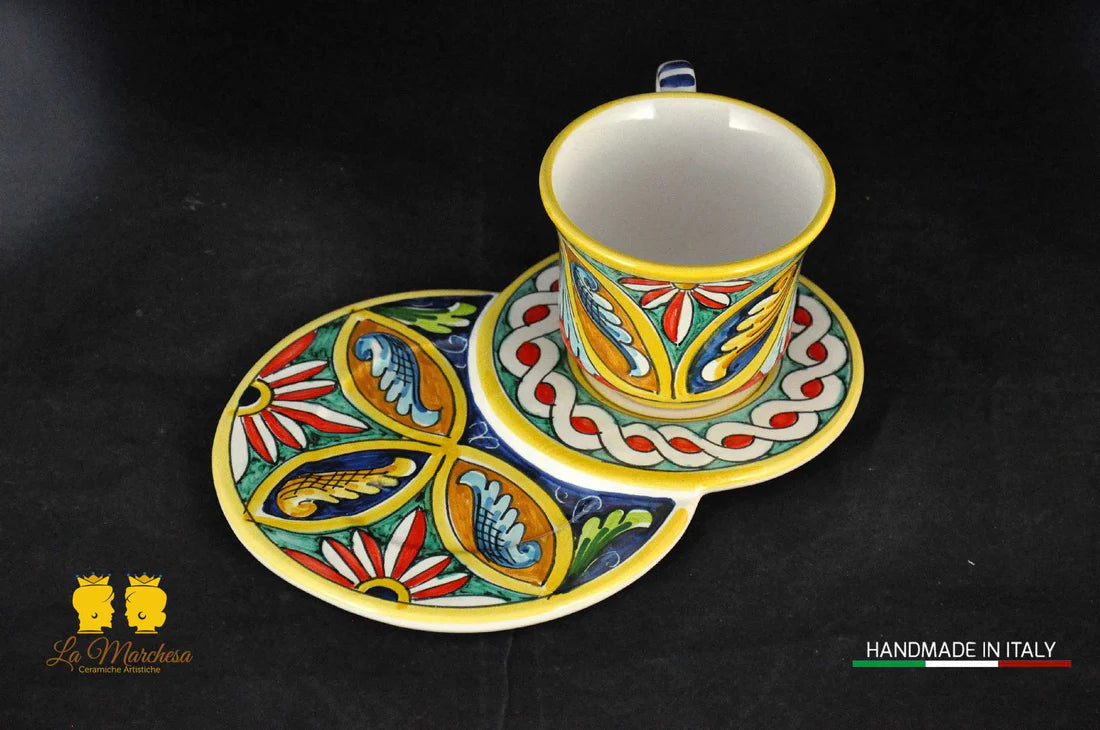 Tazza in Ceramica di Caltagirone piatto doppio - Vari Decori