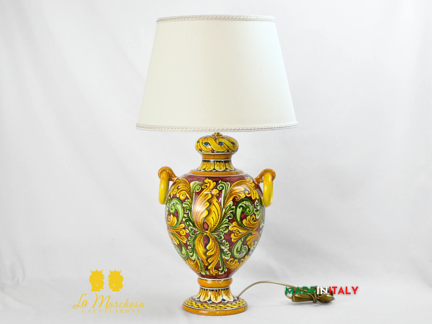 Lampada Impero Ornato Barocco in Ceramica di Caltagirone