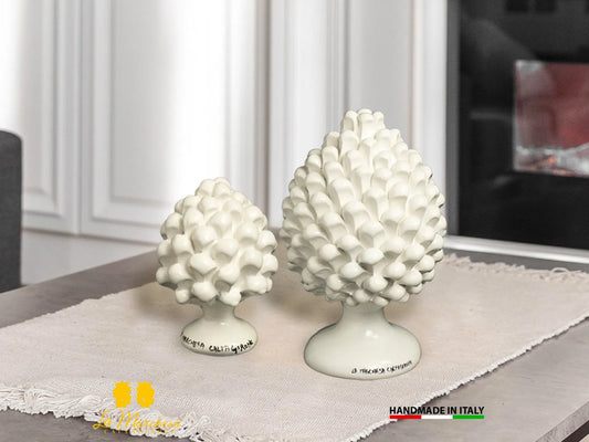 Pigna Siciliana Ceramica di Caltagirone bianco monocolore