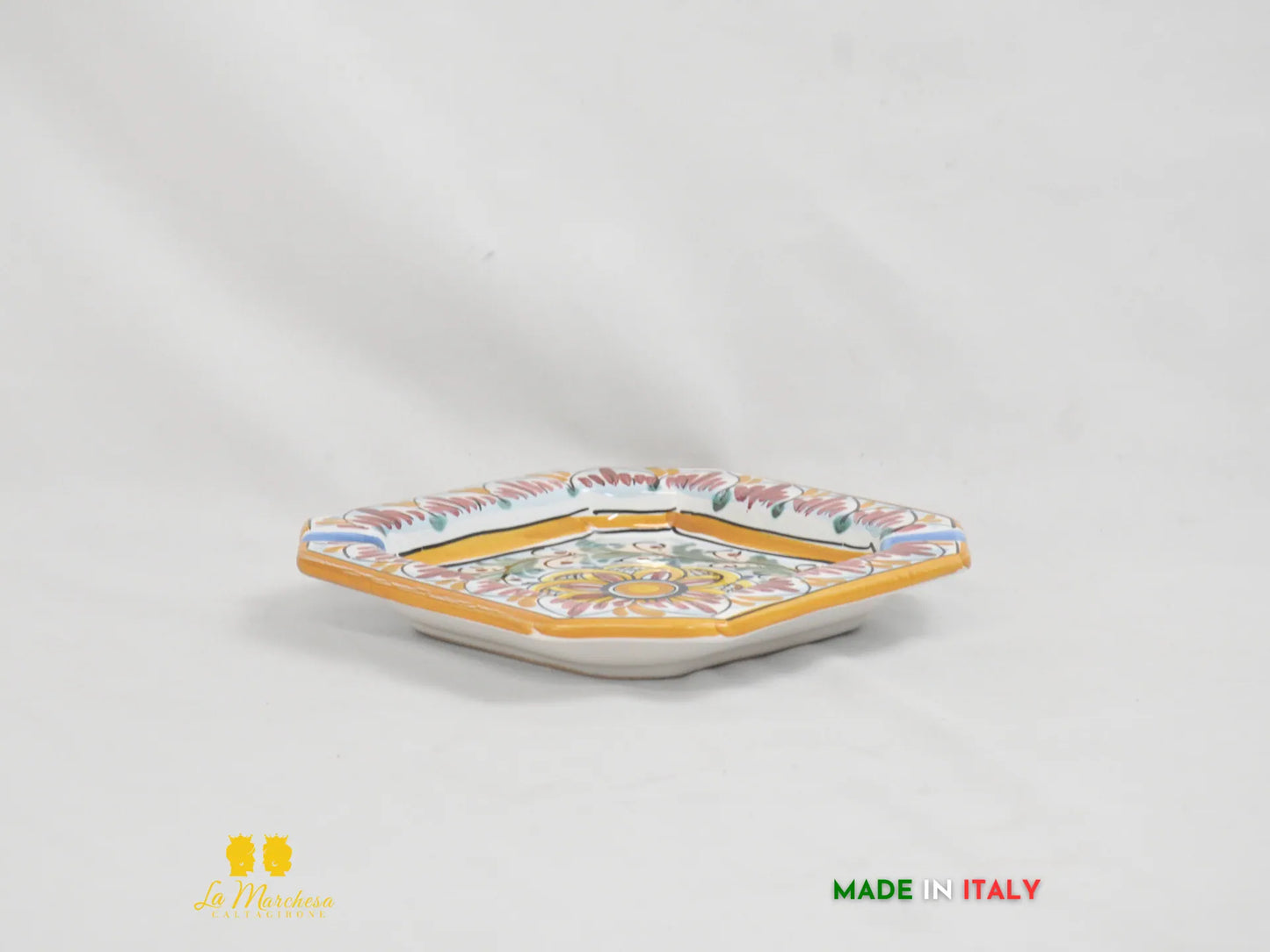 Piatto Svuotatasche ingresso Ceramica di Caltagirone fiore bordeaux