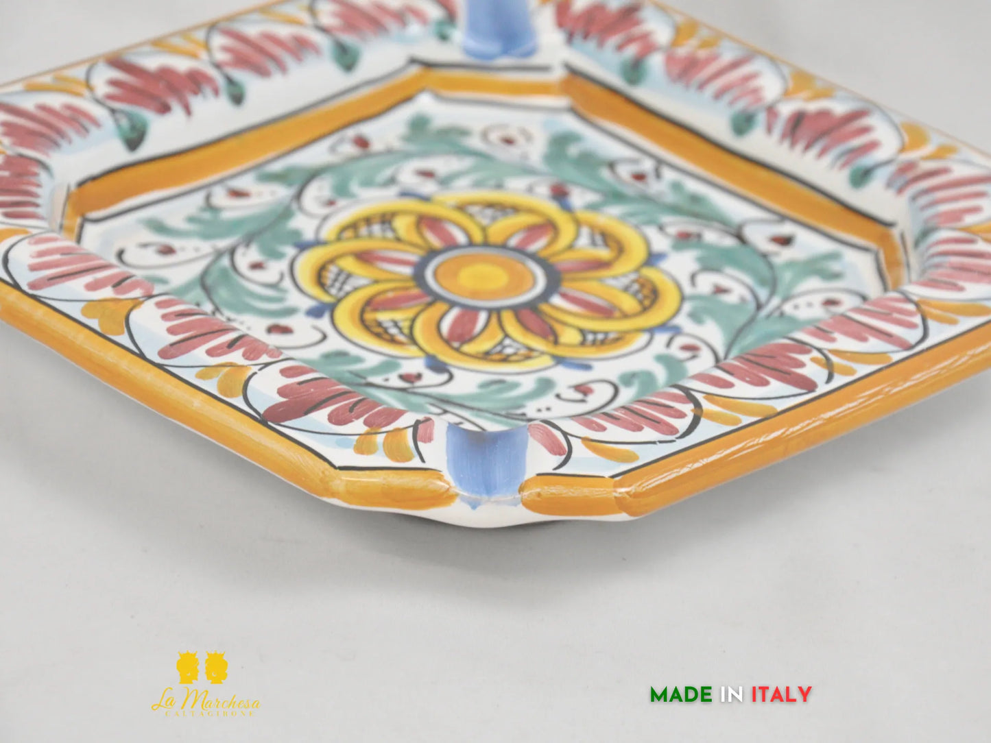 Piatto Svuotatasche ingresso Ceramica di Caltagirone fiore bordeaux