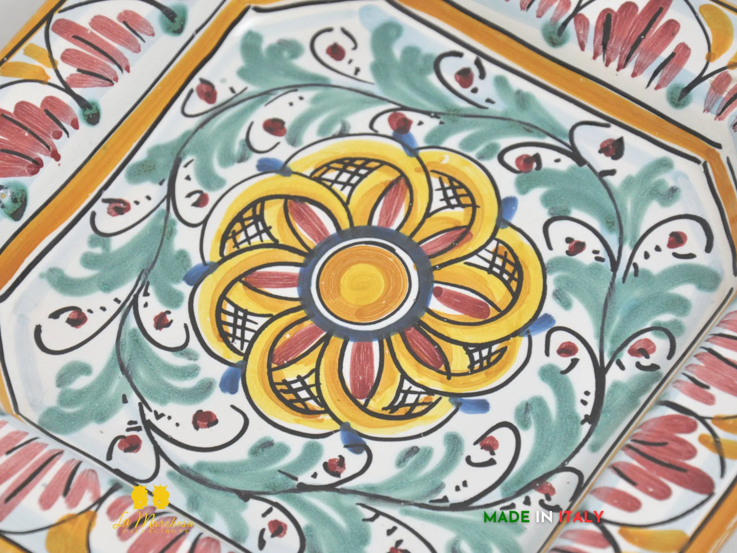 Piatto Svuotatasche ingresso Ceramica di Caltagirone fiore bordeaux
