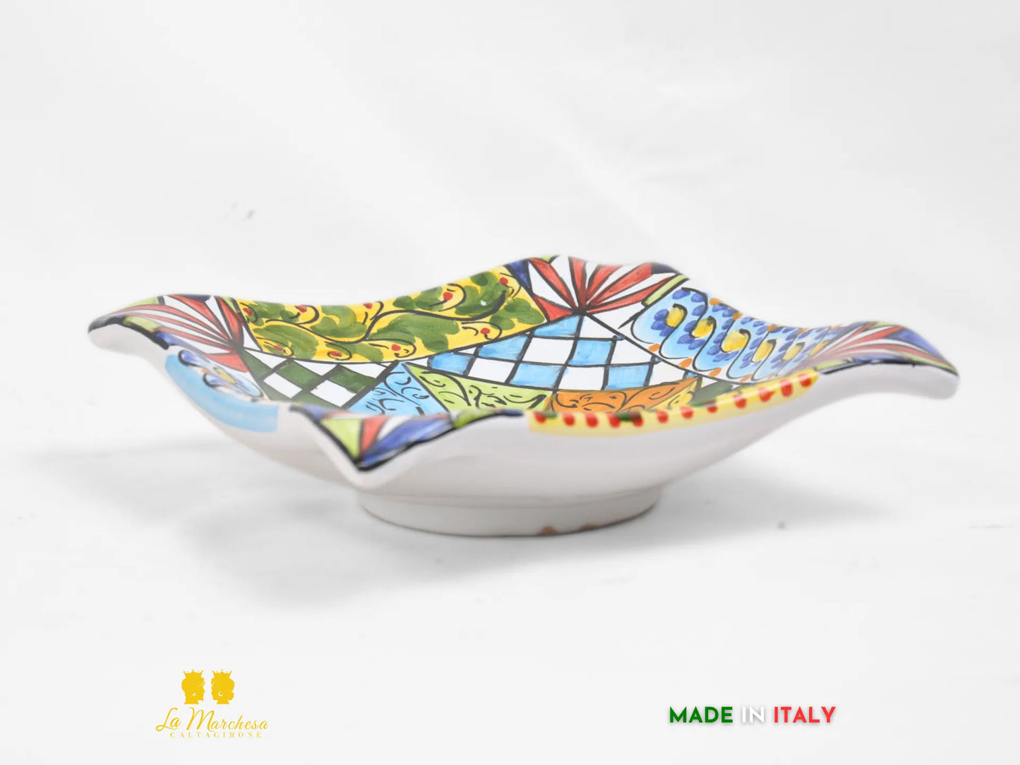 Piattino Svuotatasche ingresso Ceramica di Caltagirone carretto 17cm a fazzoletto