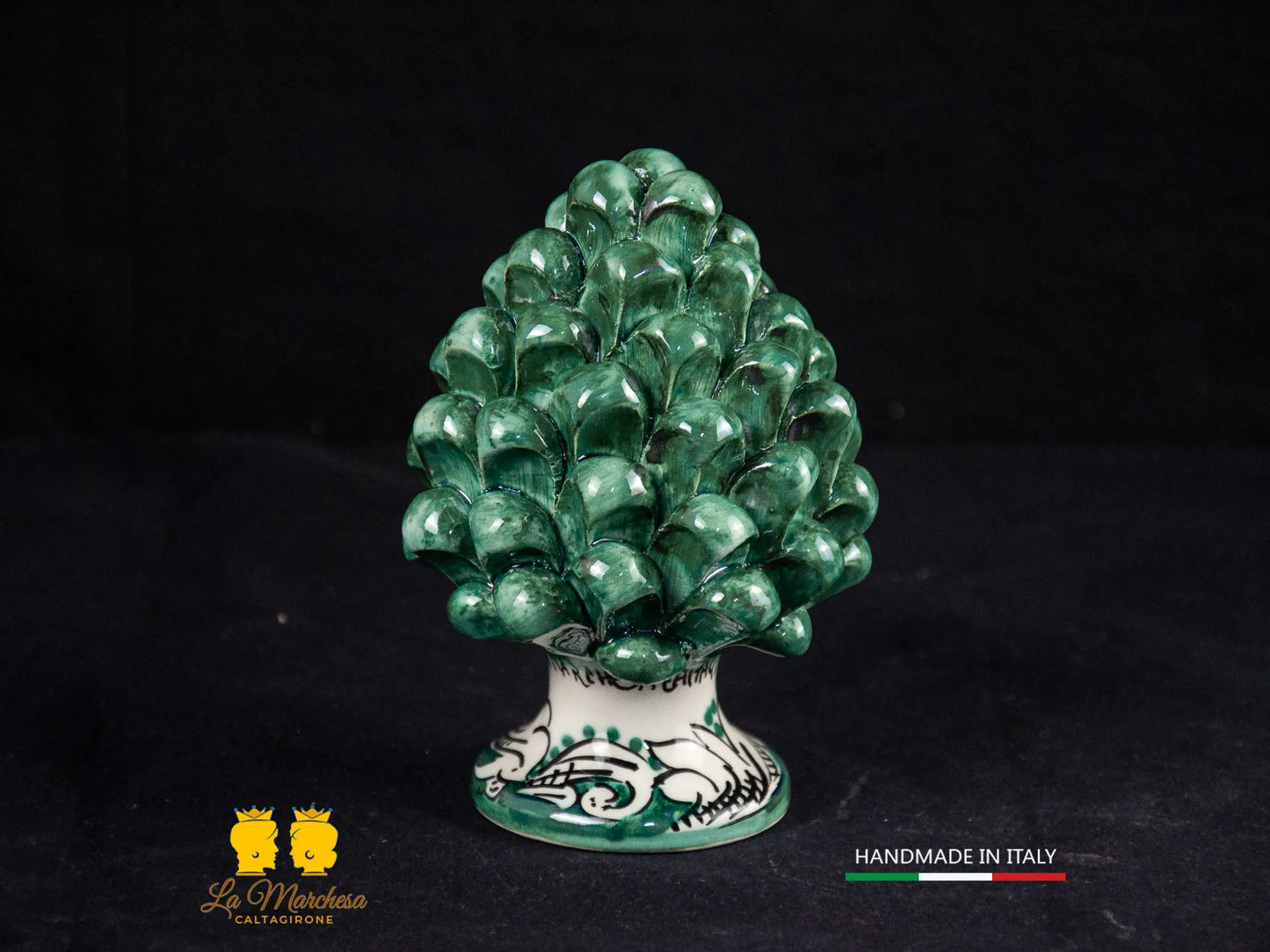 Pigna Siciliana Ceramica di Caltagirone vari colori ornato bianco 13cm