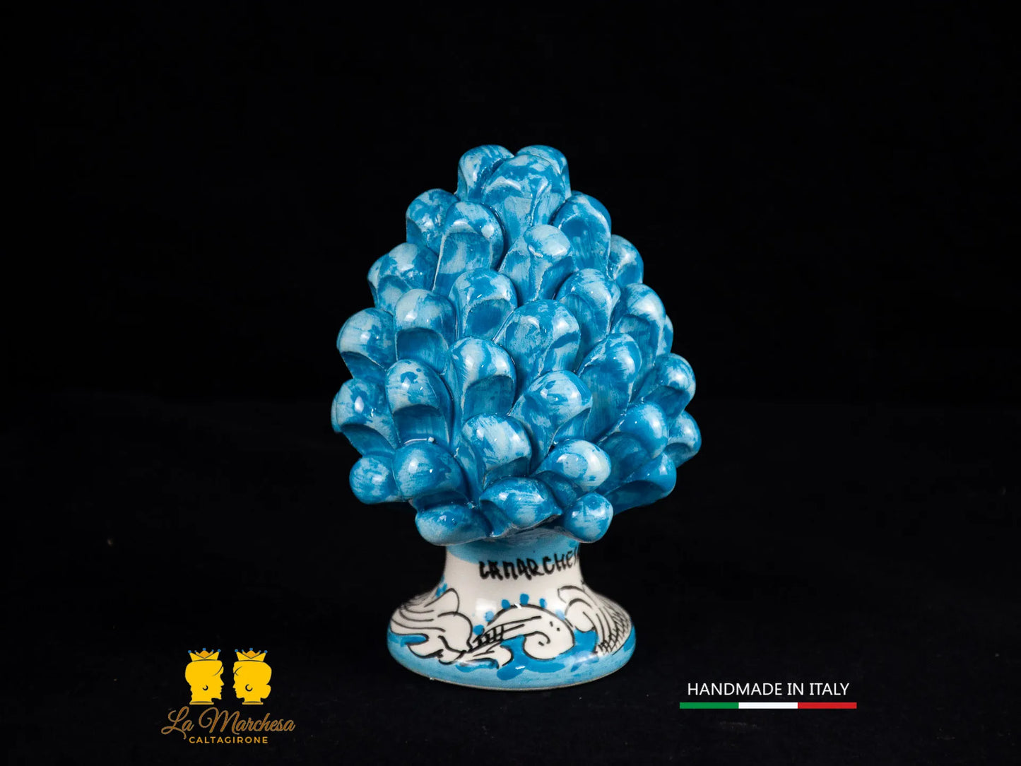 Pigna Siciliana Ceramica di Caltagirone vari colori ornato bianco 13cm
