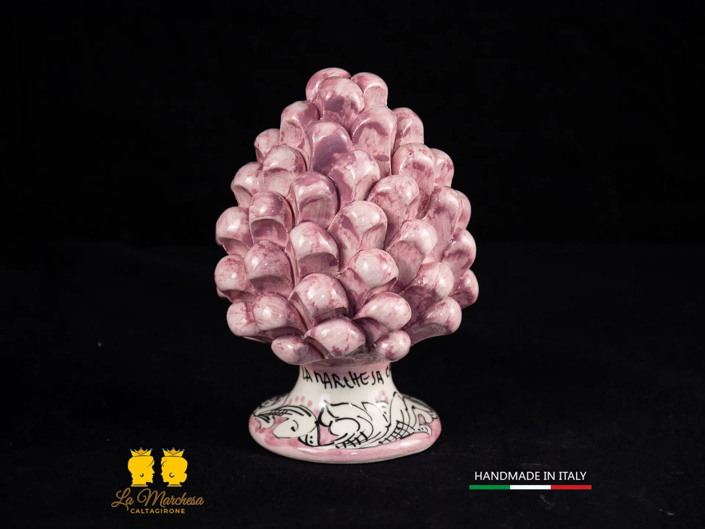 Pigna Siciliana Ceramica di Caltagirone vari colori ornato bianco 13cm