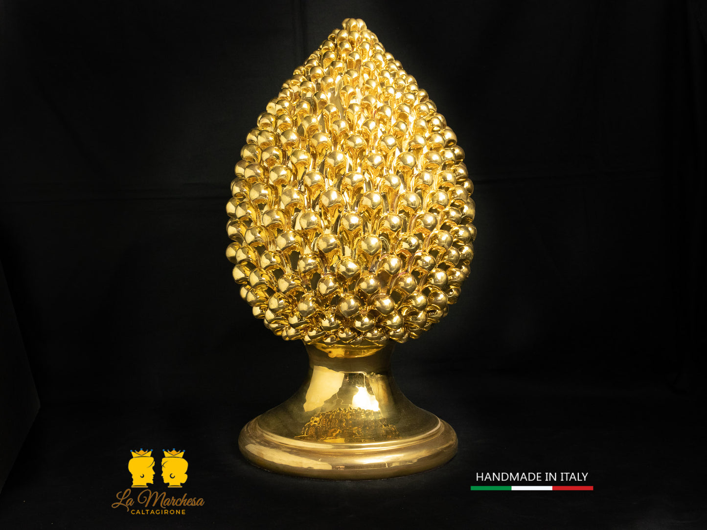 OUTLET Pigna Siciliana in Ceramica di Caltagirone placcata oro 40cm