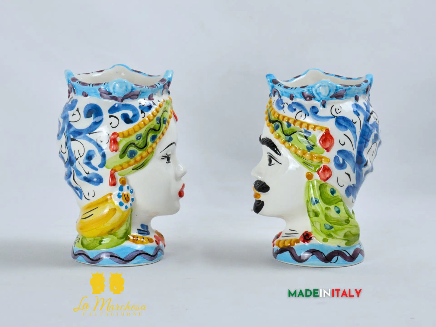 Teste di Moro Gioiello in Ceramica di Caltagirone 14cm