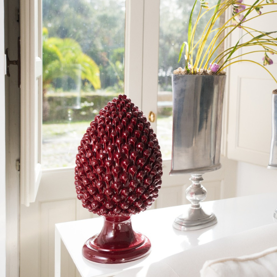 Pigna Siciliana In Ceramica Caltagirone - H 15 Cm, Rosso | Decorazione Artigianale Per Interni Ed Esterni - Foto 10