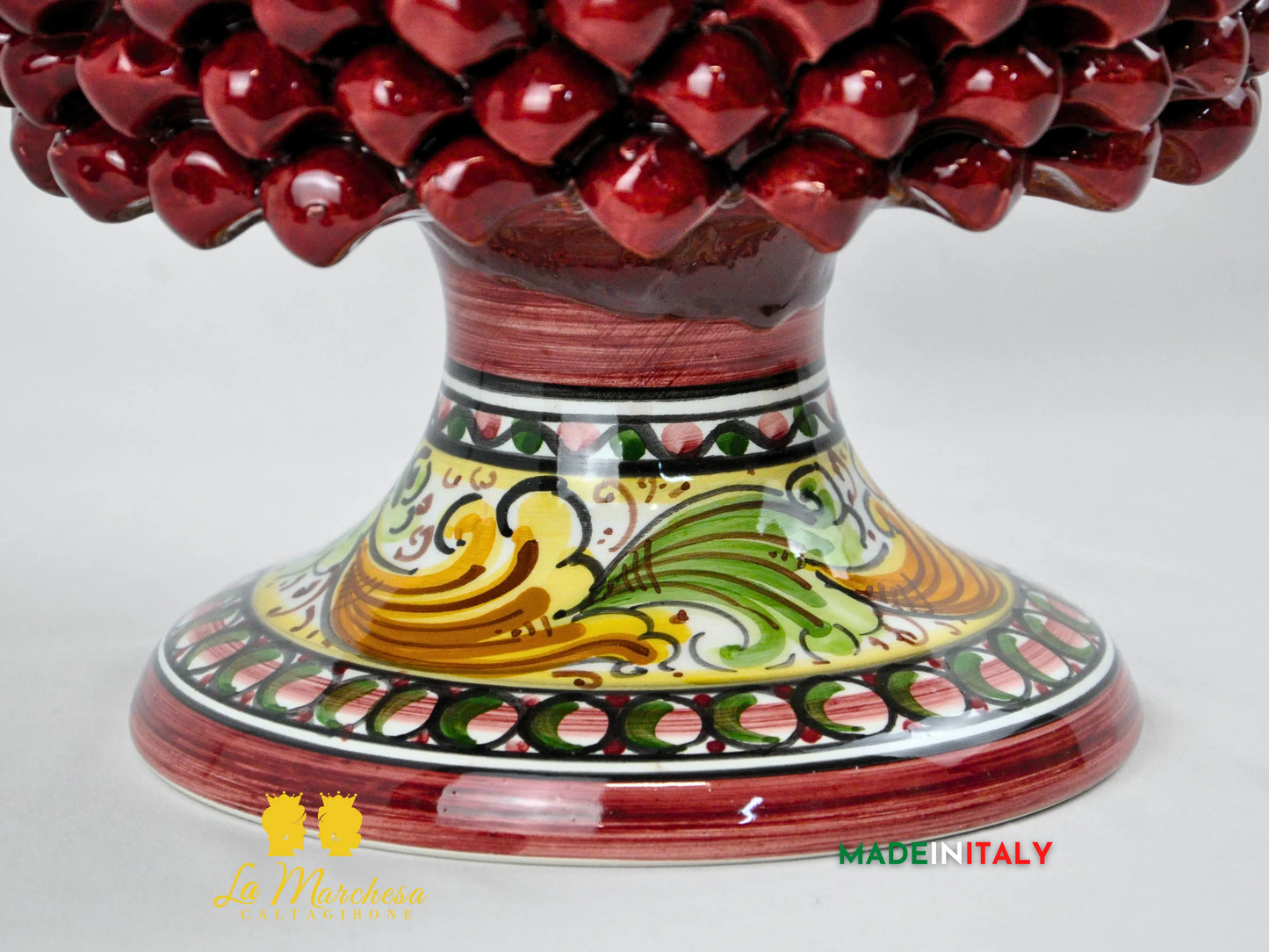 Portavaso Pigna Siciliana in Ceramica di Caltagirone 30cm - Vari Colori