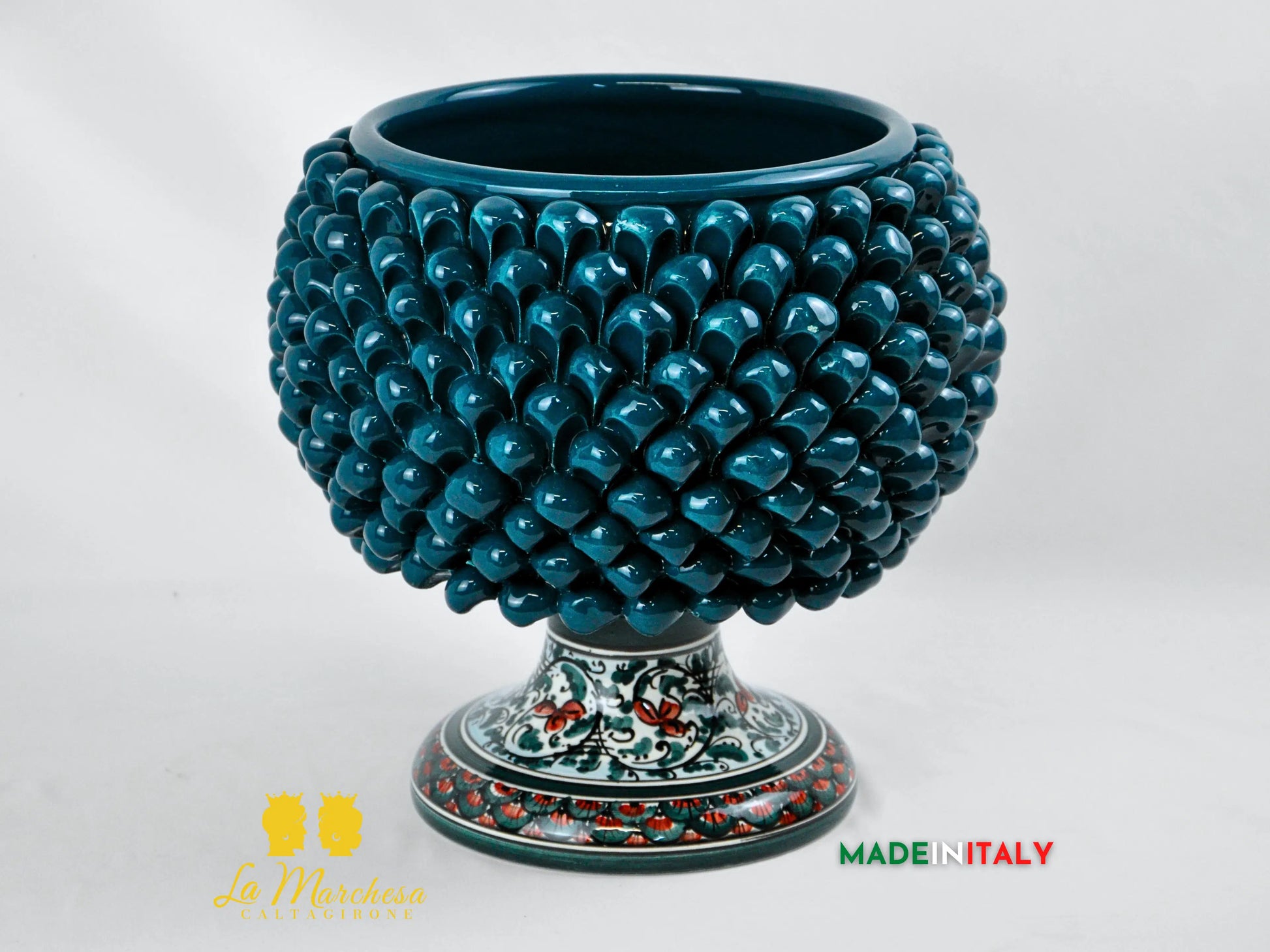 Portavaso Pigna Siciliana in Ceramica di Caltagirone 30cm - Vari Colori