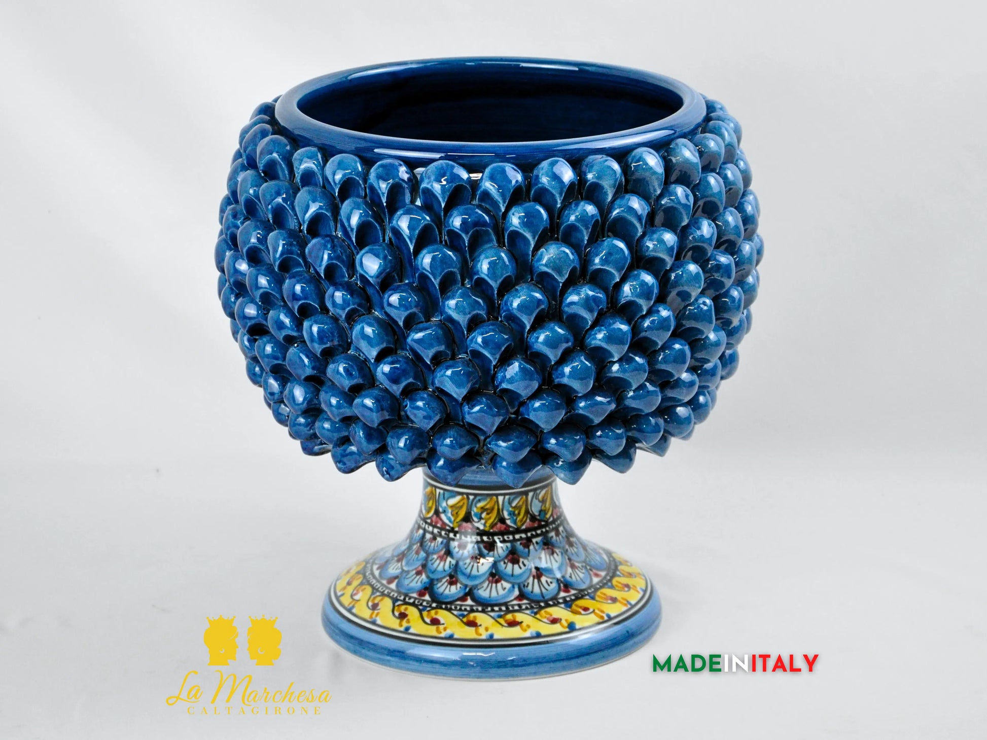 Portavaso Pigna Siciliana in Ceramica di Caltagirone 30cm - Vari Colori