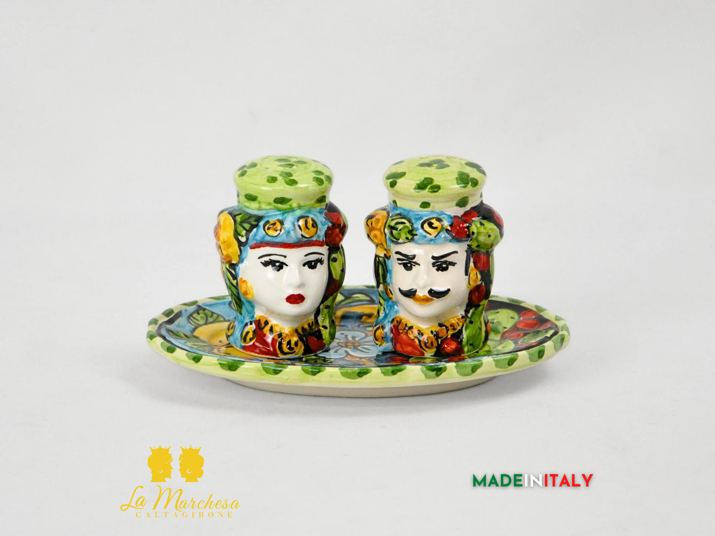 Set Sale e Pepe in Ceramica di Caltagirone Teste di Moro - Vari Modelli
