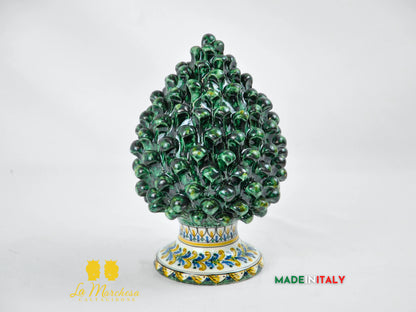 Pigna Siciliana Verde Rame in Ceramica di Caltagirone 24cm