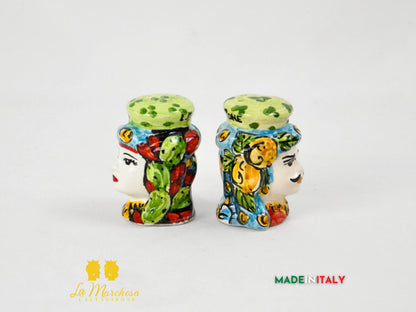 Set Sale e Pepe in Ceramica di Caltagirone Teste di Moro - Vari Modelli