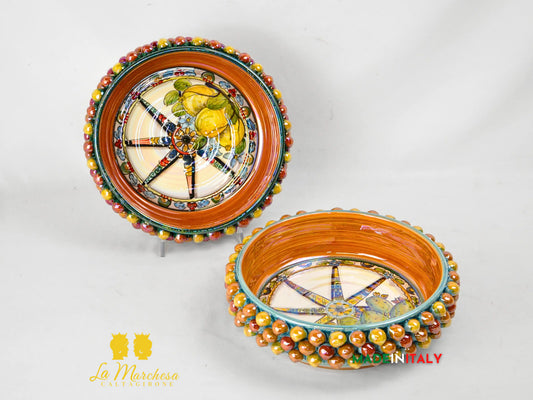 Ciotola Svuotatasche in Ceramica di Caltagirone Pigna Madreperla 26cm - Vari Decori