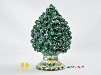 Pigna Siciliana Verde Rame in Ceramica di Caltagirone 24cm