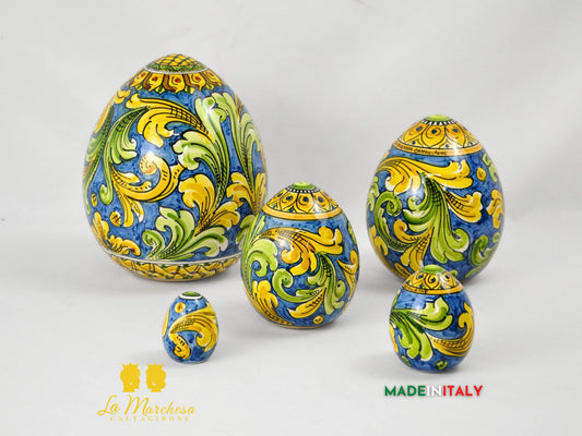 Uovo Blu in Ceramica di Caltagirone - Varie Misure