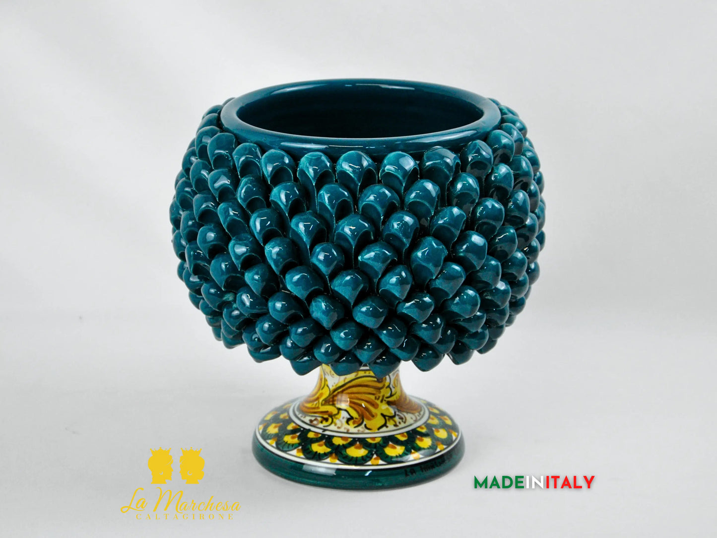 Portavaso Pigna Siciliana in Ceramica di Caltagirone 25cm - Vari Colori