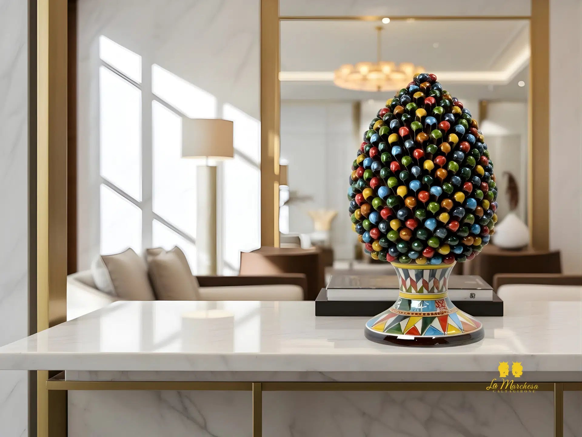 Pigna Siciliana Madreperla in Ceramica di Caltagirone 42cm - Vari Decori