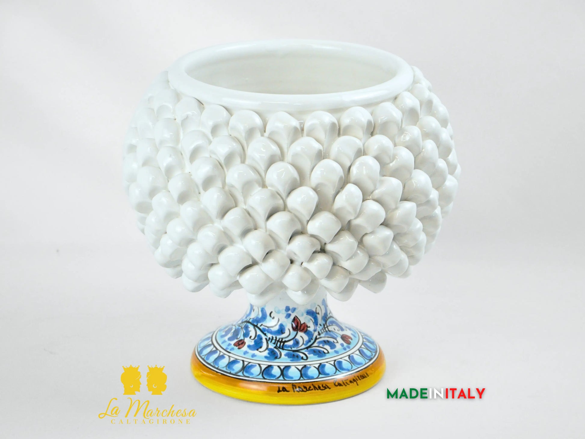 Portavaso Pigna Siciliana in Ceramica di Caltagirone 25cm - Vari Colori
