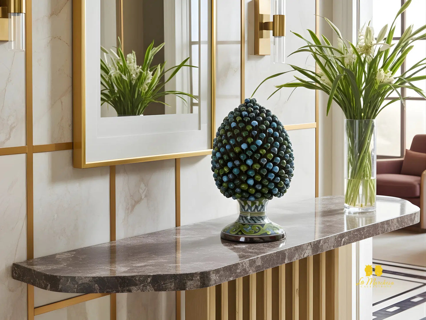 Pigna Siciliana Madreperla in Ceramica di Caltagirone 42cm - Vari Decori