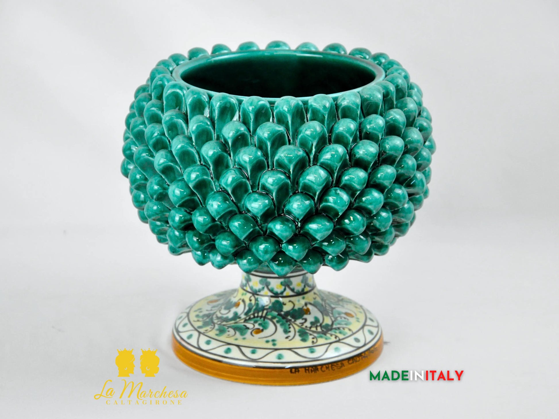 Portavaso Pigna Siciliana in Ceramica di Caltagirone 25cm - Vari Colori