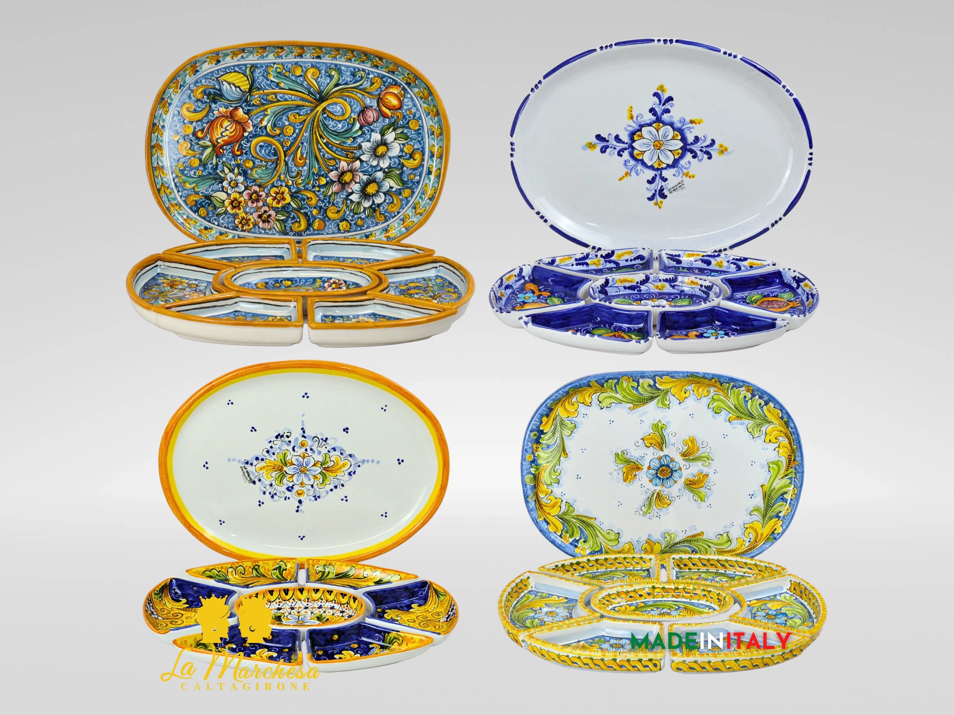 Antipastiera Cena Fredda in Ceramica di Caltagirone - Vari Decori