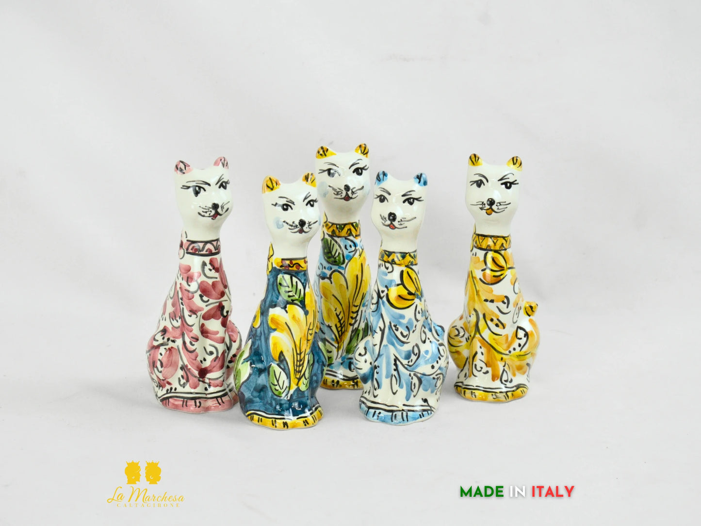 Gatto in Ceramica di Caltagirone vari colori cm15