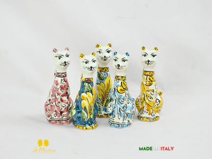 Gatto in Ceramica di Caltagirone vari colori cm15