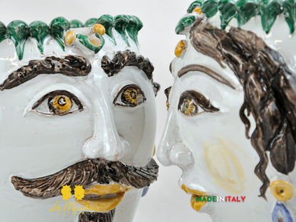 Vaso Design Volto Pigna in Ceramica di Caltagirone 21cm