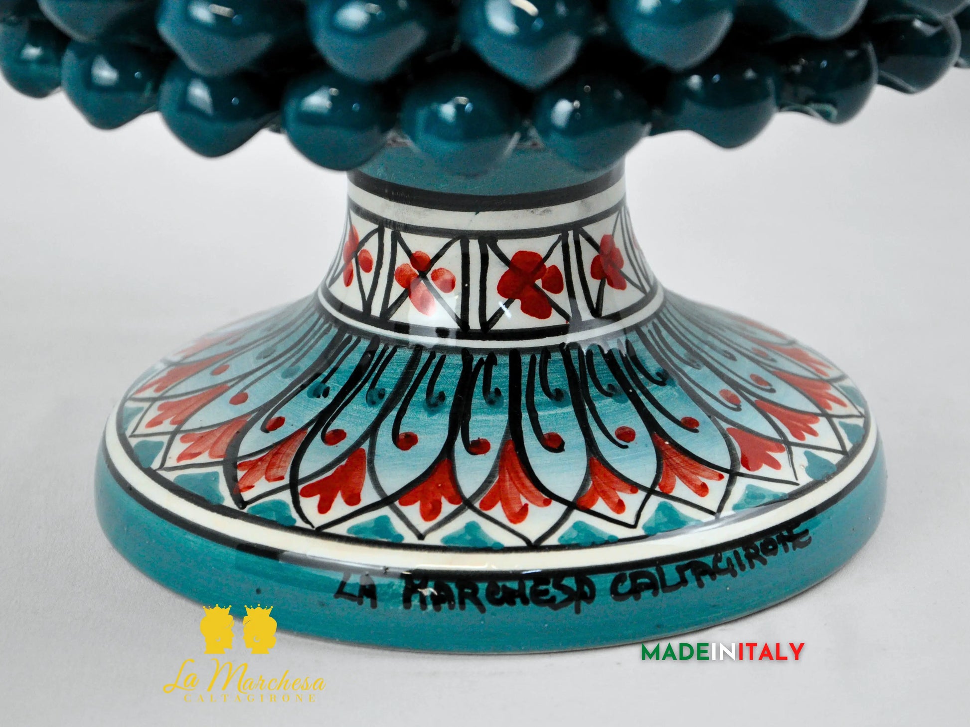 Portavaso Pigna Siciliana in Ceramica di Caltagirone 25cm - Vari Colori