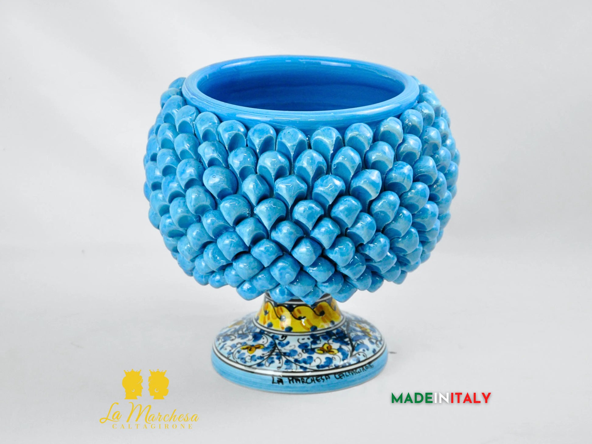 Portavaso Pigna Siciliana in Ceramica di Caltagirone 25cm - Vari Colori
