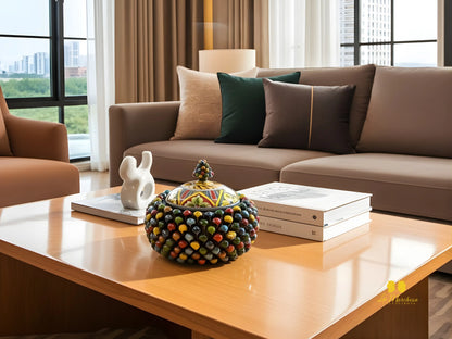 Biscottiera Arlecchino Madreperla in Ceramica di Caltagirone - Varie Misure