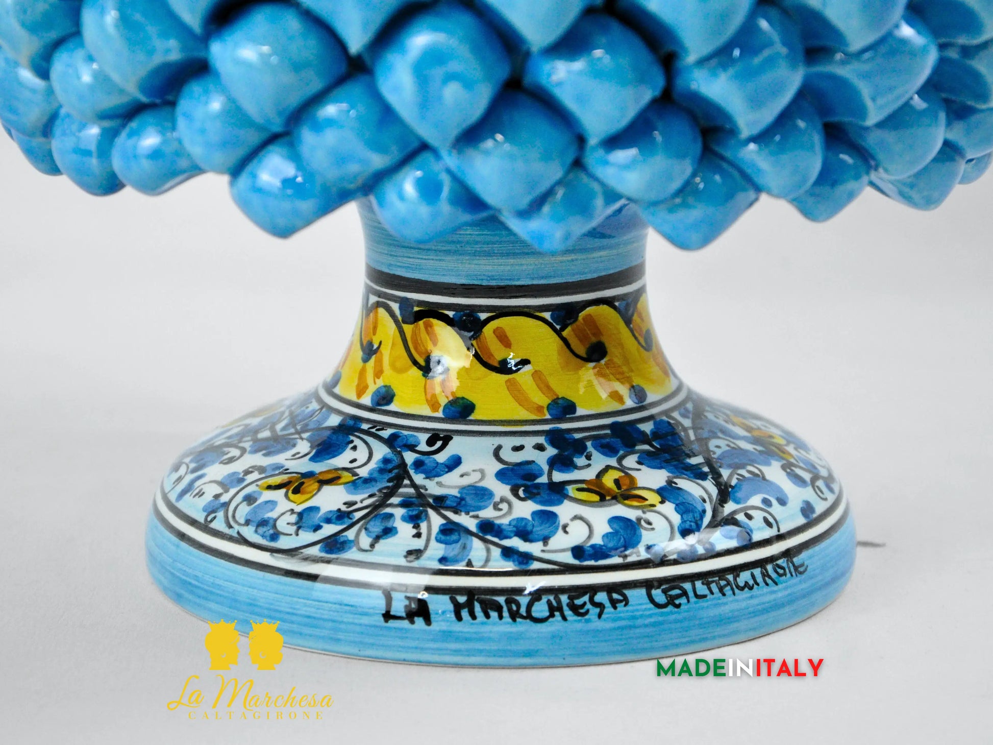 Portavaso Pigna Siciliana in Ceramica di Caltagirone 25cm - Vari Colori