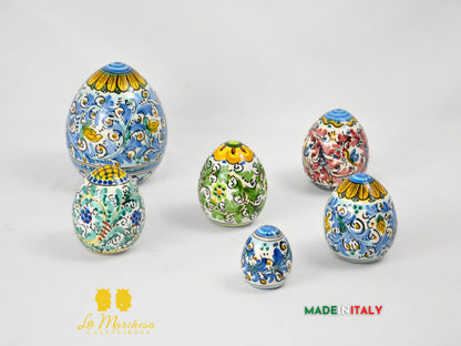 Uovo in Ceramica di Caltagirone Decoro '600 - Varie Misure