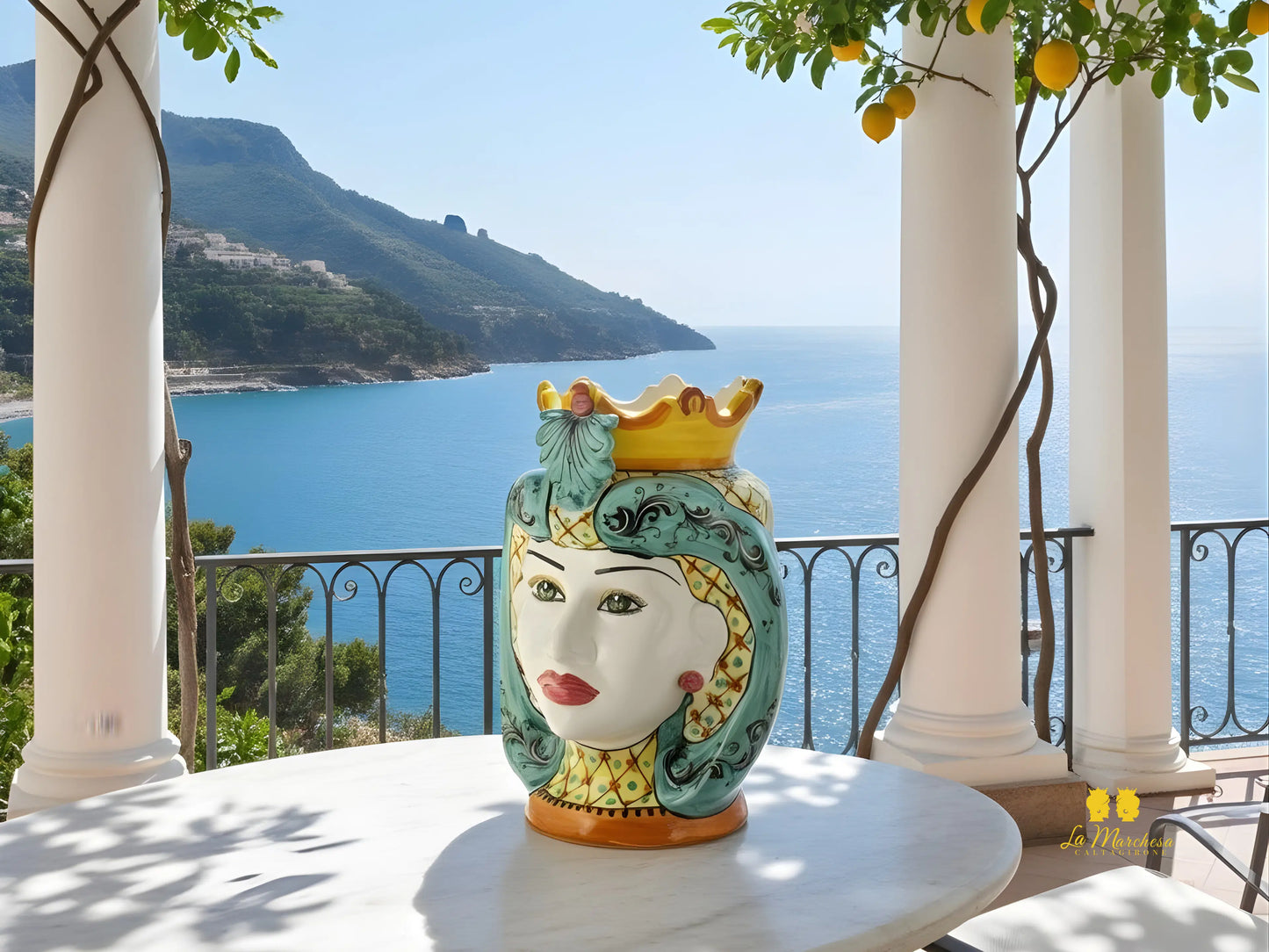 Teste di Moro in Ceramica di Caltagirone Corona 41cm