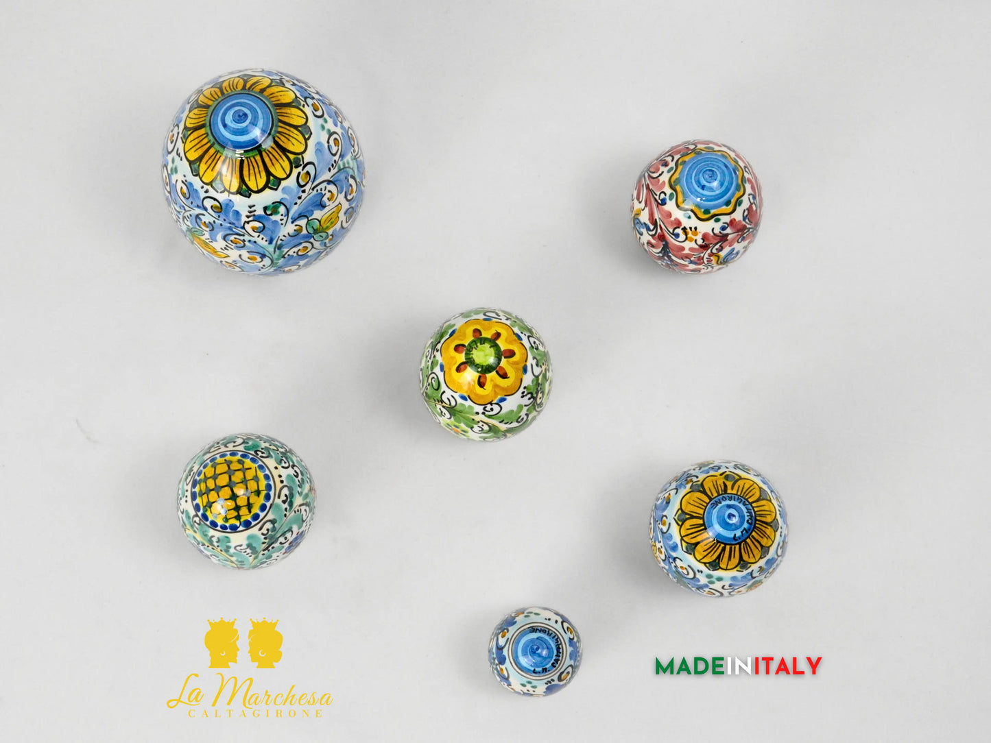 Uovo in Ceramica di Caltagirone Decoro '600 - Varie Misure