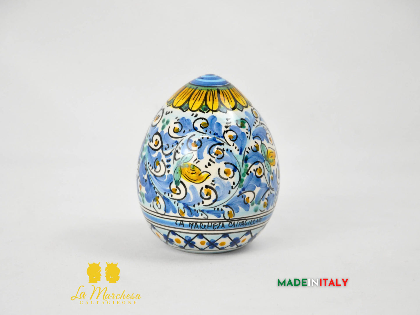 Uovo in Ceramica di Caltagirone Decoro '600 - Varie Misure