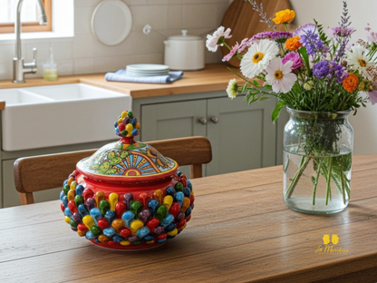 Biscottiera Pigna in Ceramica di Caltagirone Multicolore Arlecchino 20cm