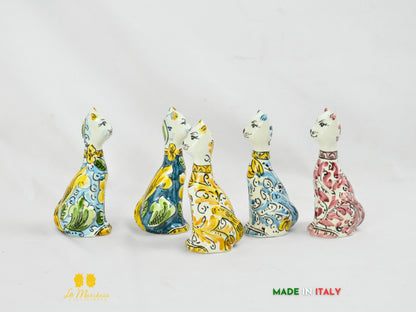 Gatto in Ceramica di Caltagirone vari colori cm15