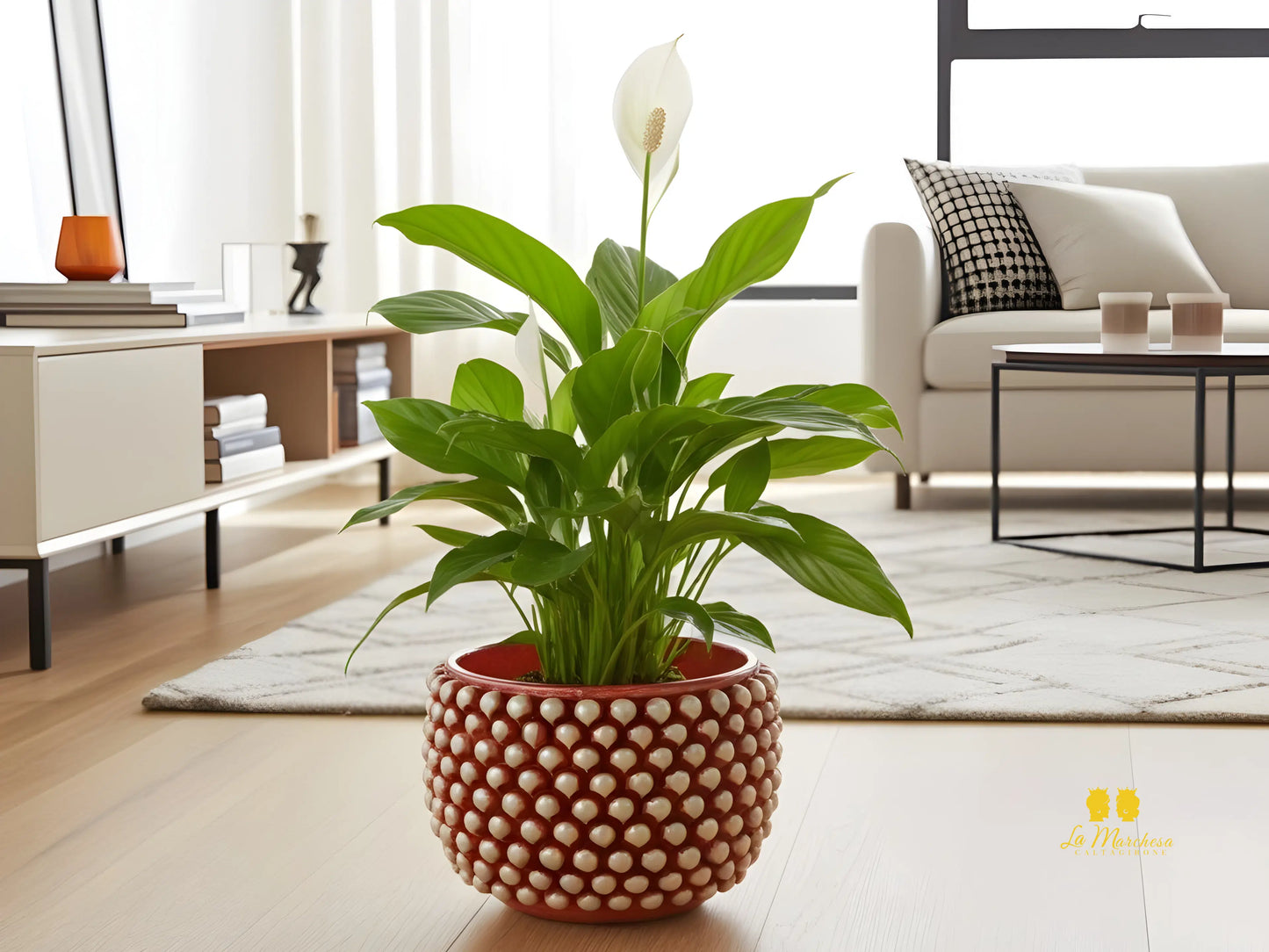 portavaso in ceramica di caltagirone madreperla