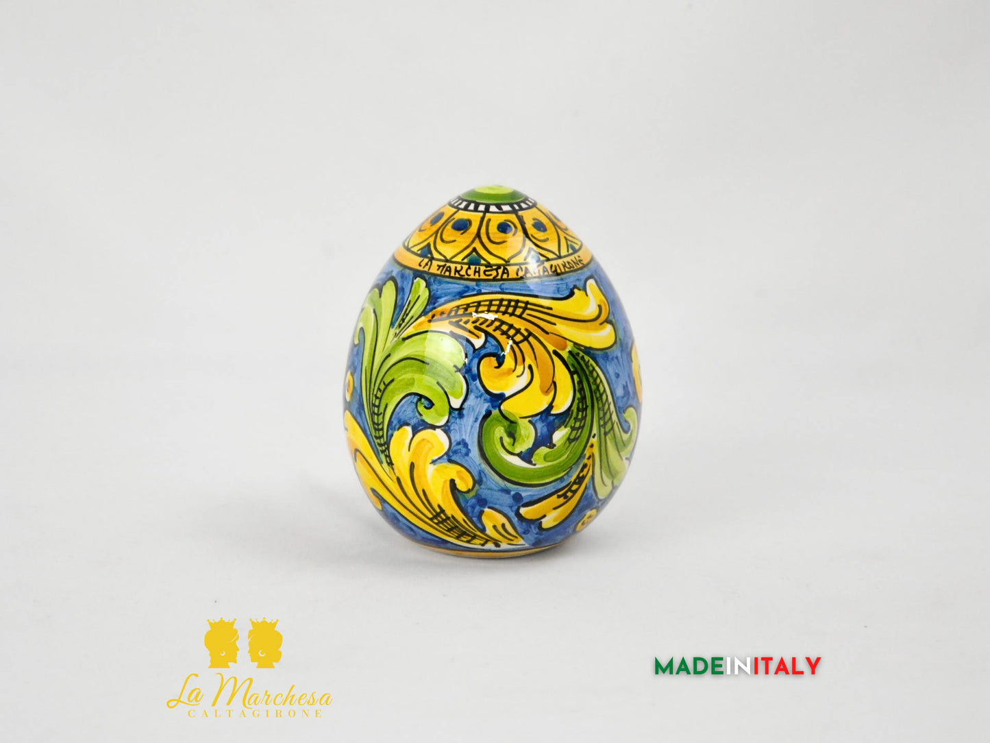Uovo Blu in Ceramica di Caltagirone - Varie Misure