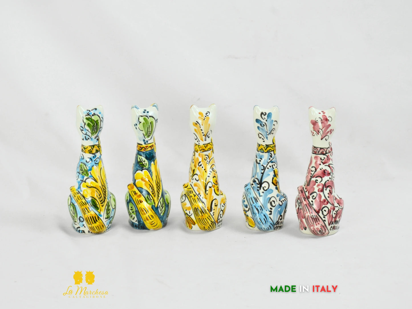 Gatto in Ceramica di Caltagirone vari colori cm15