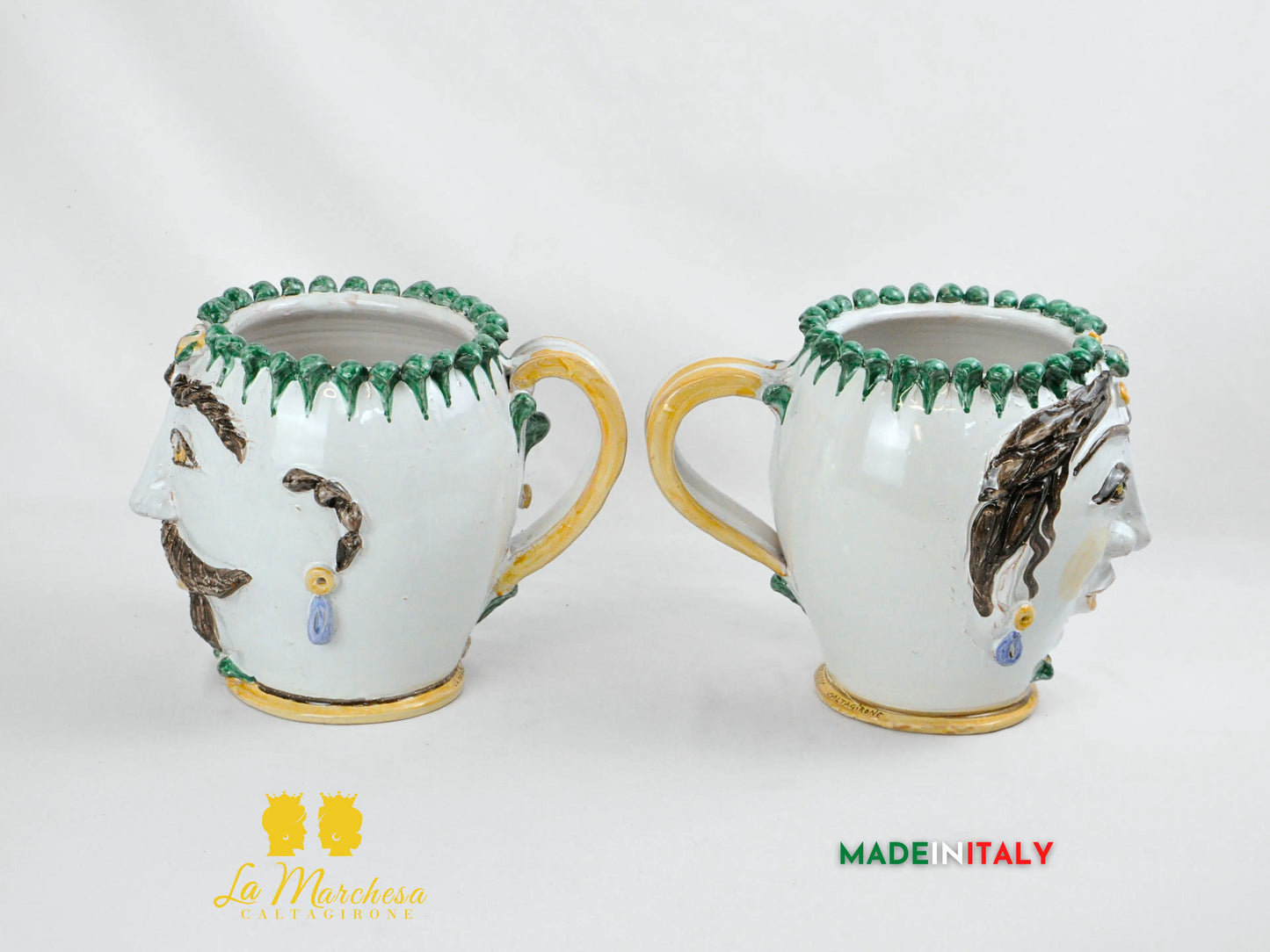 Vaso Design Volto Pigna in Ceramica di Caltagirone 21cm