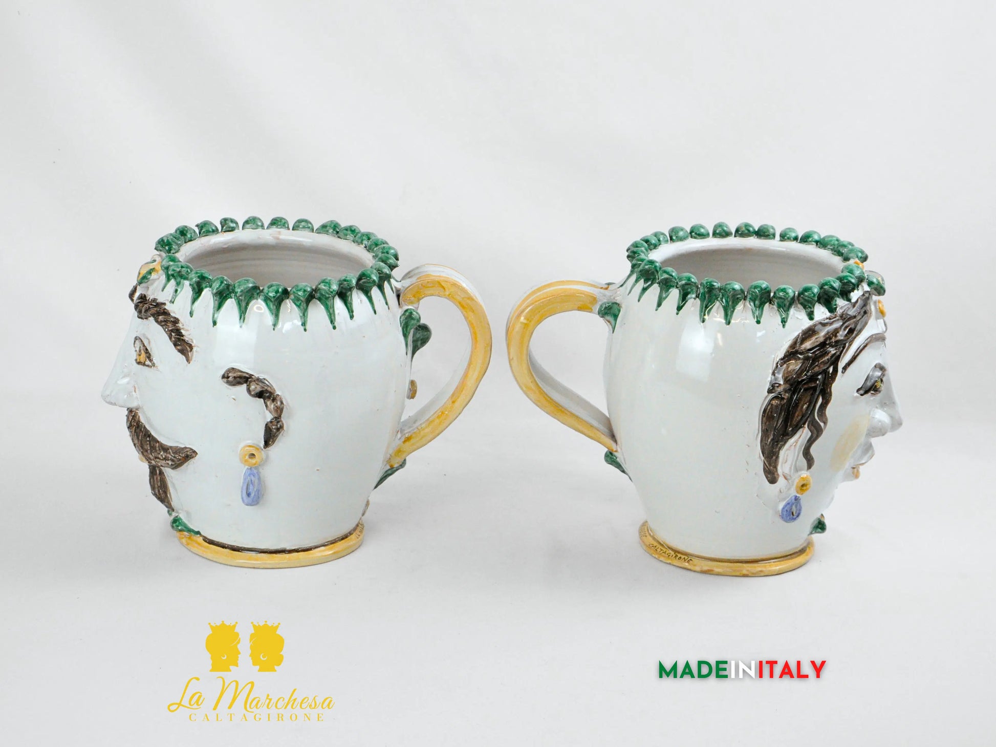 Vaso Design Volto Pigna in Ceramica di Caltagirone 21cm