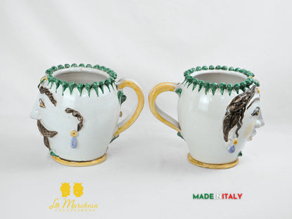 Vaso Design Volto Pigna in Ceramica di Caltagirone 21cm